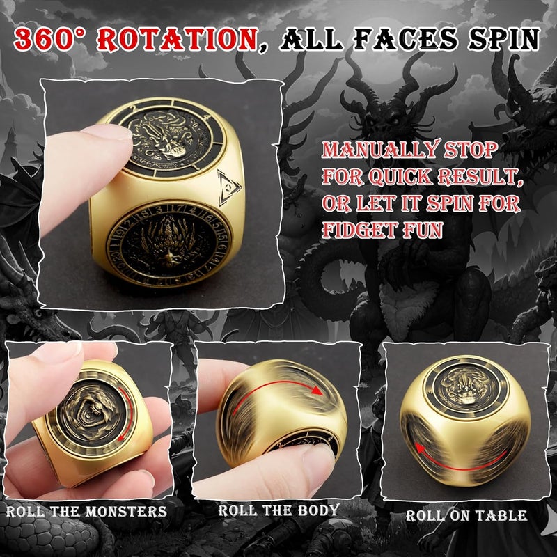 Haxtec Spinner Dice 7-in-1 Metal DND Dice Set Unique Dice DND Gifts Spinner Goblins D&D Die Compatible with Dungeons and Dragons - Image 3